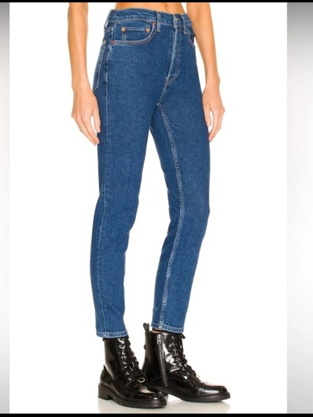 NWT Re/Done 90s High Rise Ankle Crop Denim Jeans Western Rinse Size 24